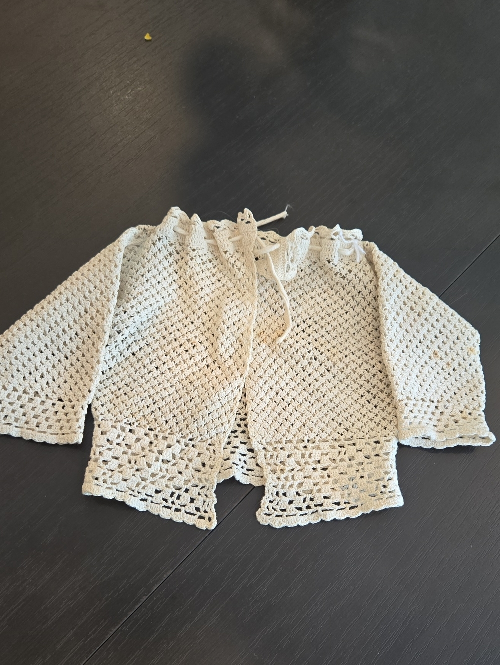 Vintage Baby Handmade Crochet Cardigan - Cream